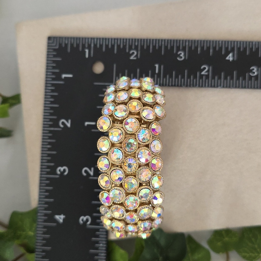 Statement Gold with AB Crystals Stretch  Bracelet - Picture 11 of 11